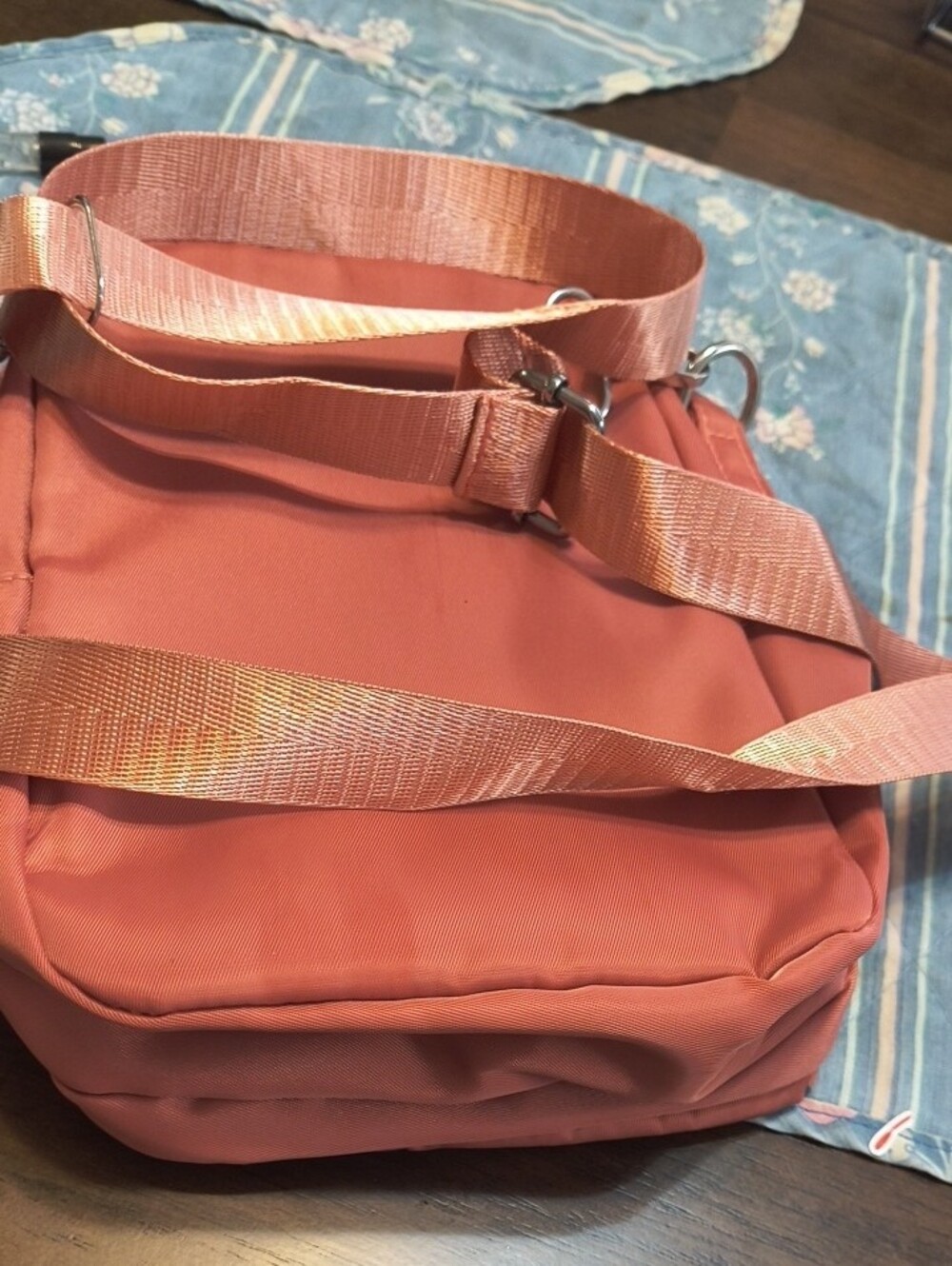 Compact Coral Crossbody Bag with Silver Hardware - Picture 6 of 6